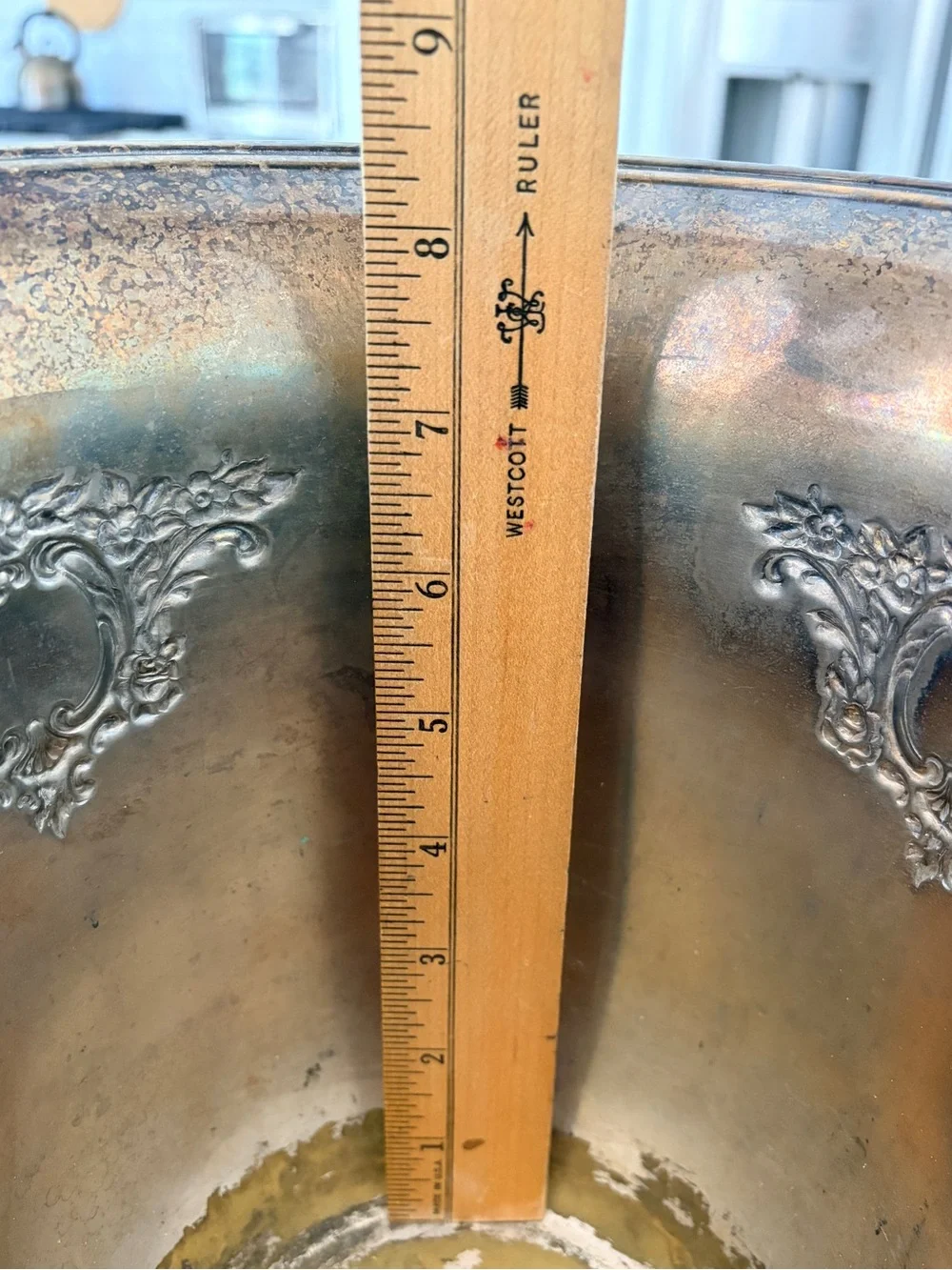 Vintage Silver-Tone Decorative wine bucket with Rhinestone Emblellishments